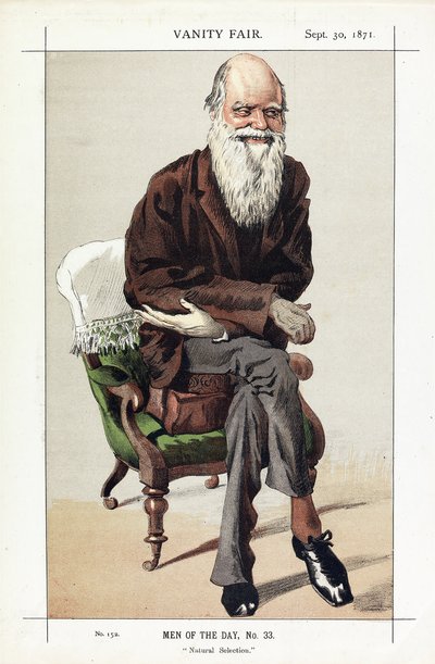 Charles Darwin, Hommes du jour, No. 33, Sélection naturelle, de Vanity Fair, pub. 1871 - James Jacques Joseph Tissot