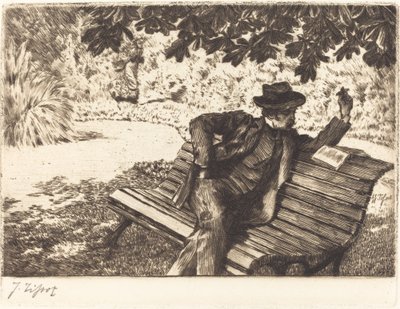 Denoisel lisant dans le jardin - James Jacques Joseph Tissot