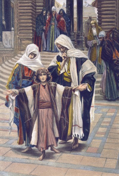 Jésus retrouvé - Jésus retrouvé - de "La Vie de Notre Seigneur Jésus-Christ" - 1899 par James Tissot - Jésus retrouvé dans le temple - La Vie de Notre Seigneur Jésus-Christ, par Jacques Joseph (Jacques Joseph) Tissot dit James Tissot (1836-1902) - James Jacques Joseph Tissot