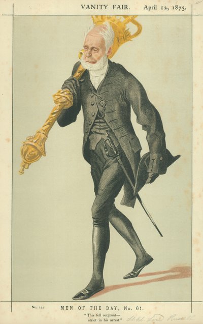 Lieut-Colonel Lord Charles James Fox Russell, ce sergent strict dans son arrestation, 12 avril 1873, caricature de Vanity Fair - James Jacques Joseph Tissot