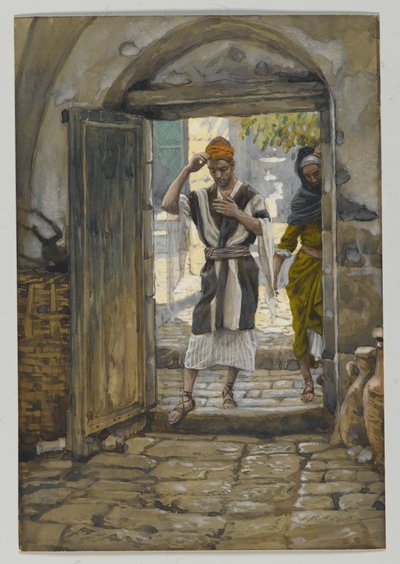 En entrant dans la maison, saluez-la, illustration de La vie de notre Seigneur Jésus-Christ - James Jacques Joseph Tissot