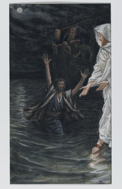 Saint Pierre marche sur la mer, illustration de La vie de notre Seigneur Jésus-Christ - James Jacques Joseph Tissot