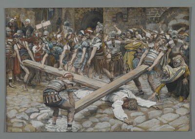 Simon de Cyrène Contraint de Porter la Croix avec Jésus, illustration de La Vie de Notre Seigneur Jésus-Christ, 1886-94 - James Jacques Joseph Tissot
