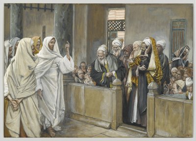 Les principaux prêtres demandent à Jésus par quel droit il agit ainsi, illustration de La Vie de Notre Seigneur Jésus-Christ, 1886-94 - James Jacques Joseph Tissot