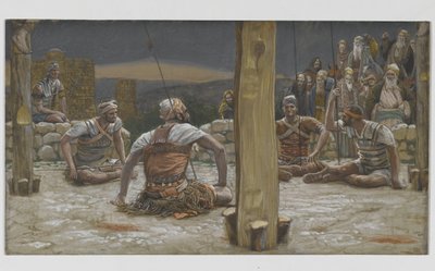 Les Quatre Gardes Assis et Le Regardant, illustration de La Vie de Notre Seigneur Jésus-Christ, 1886-94 - James Jacques Joseph Tissot