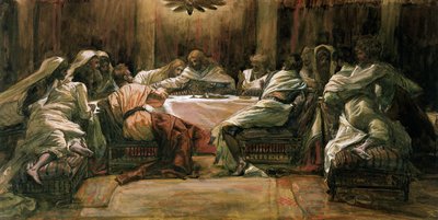 La Dernière Cène. Judas trempant sa main dans le plat, illustration pour La Vie du Christ - James Jacques Joseph Tissot