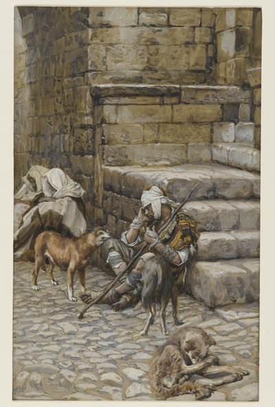Le pauvre Lazare à la porte du riche, illustration de La vie de notre Seigneur Jésus-Christ - James Jacques Joseph Tissot