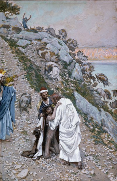 Les porcs chassés dans la mer, illustration pour La vie du Christ - James Jacques Joseph Tissot