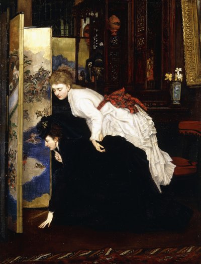 Jeunes femmes regardant des objets japonais - James Jacques Joseph Tissot