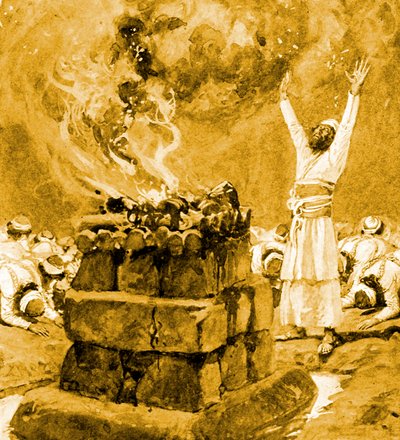 Le feu du ciel consume le sacrifice - Bible - James Jacques Joseph after Tissot