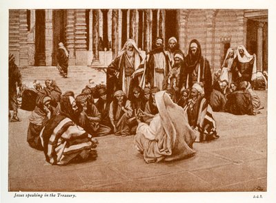 Jésus parlant dans le trésor - Saint Jean - Bible - James Jacques Joseph after Tissot