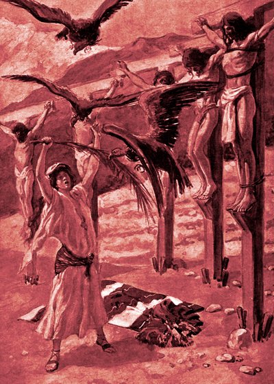 La bonté de Rizpah envers les morts - Bible - James Jacques Joseph after Tissot
