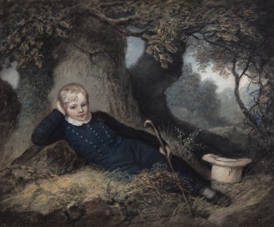Edgeworth King, allongé contre un arbre - James Junior Sharples