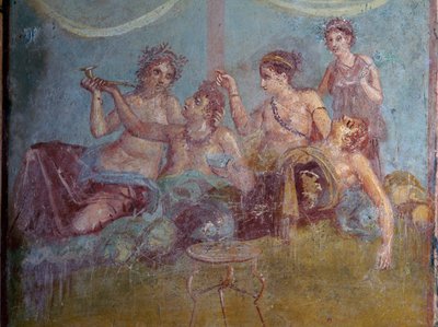 Fresque de la haute société romaine profitant de la vie découverte à Pompéi. Pompéi, Italie - James L Stanfield