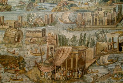 Mosaïque romaine représentant une vue fantaisiste du Nil en crue. Museo Archeologico - James L Stanfield