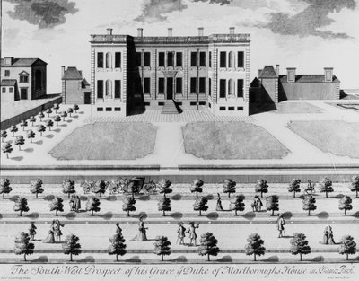 La perspective sud-ouest de la maison de Son Altesse le duc de Marlborough dans le parc St. James, gravée par John Harris, 1741 - James Lightbody