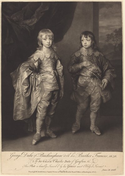 George Duc de Buckingham avec son frère Francis - James MacArdell after Sir Anthony van Dyck