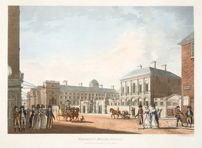 Maison du prévôt, Dublin, 1794 (gravure coloriée à la main) - James Malton