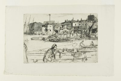 Black Lion Wharf, de la série de seize eaux-fortes de scènes sur la Tamise (le "Thames Set") - James Abbott McNeill Whistler