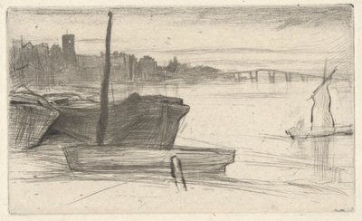 Pont et église de Chelsea, de la série Thames Set (Une série de seize gravures de scènes sur la Tamise et d