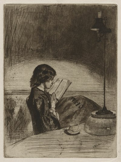 Lecture à la lumière de la lampe - James Abbott McNeill Whistler