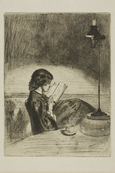 Lecture à la lumière de la lampe - James Abbott McNeill Whistler