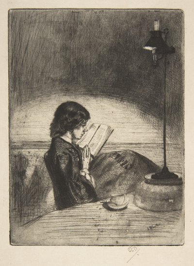 Lecture à la lumière de la lampe - James McNeill Whistler