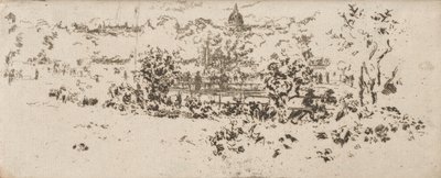 Le Panthéon depuis la terrasse, Jardins du Luxembourg - James Abbott McNeill Whistler