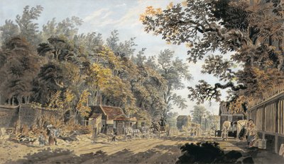 Diligence arrivant à une barrière de péage, Londres - James Miller
