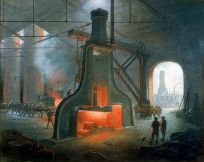 Marteau à vapeur de James Nasmyth érigé dans sa fonderie près de Manchester - James Nasmyth