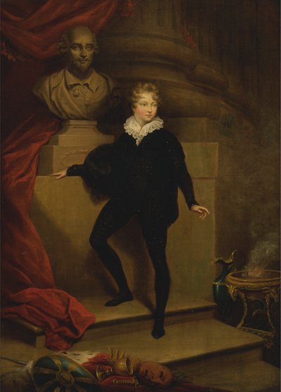 Maître Betty en Hamlet, devant un buste de Shakespeare - James Northcote