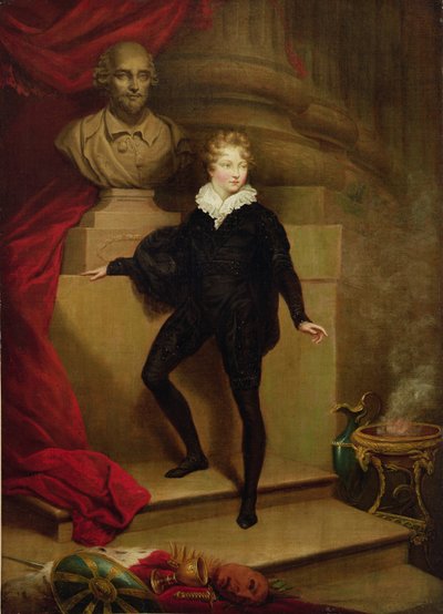 Maître Betty en Hamlet devant un buste de Shakespeare, c.1804-06 - James Northcote