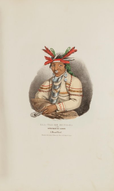 CAA-TAA-KE MUNG-GA ou le huard tacheté, un chef des Miamis, tiré du Portefeuille autochtone - James Otto Lewis