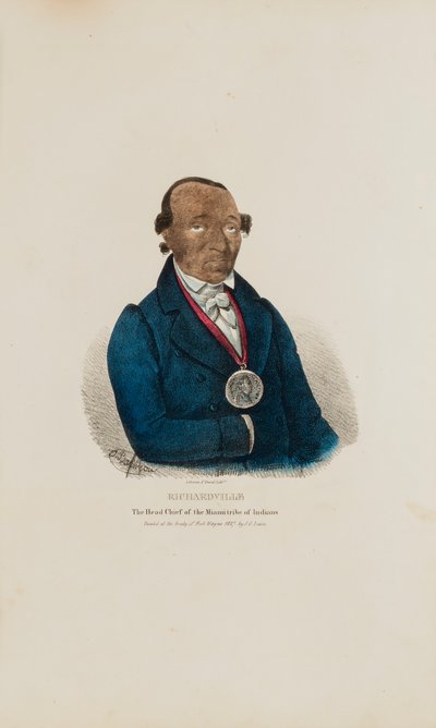 RICHARDVILLE ; le chef de la tribu des Indiens Miami, tiré de The Aboriginal Portfolio - James Otto Lewis