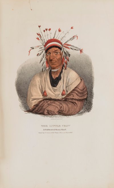 THE LITTLE CROW, un célèbre chef sioux, tiré de The Aboriginal Portfolio - James Otto Lewis