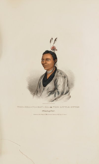 TOO-SHA-NA-GAN-KA ou La petite loutre ; un chef Winnebago, extrait du Portfolio autochtone - James Otto Lewis