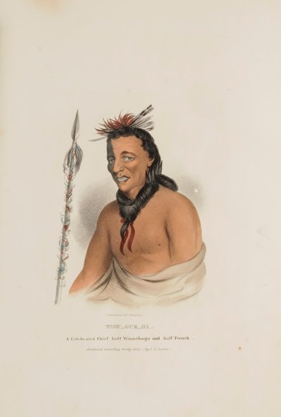 TSHU-GU-GA ; A Celebrated Chief half Winnebago and half French, tiré de The Aboriginal Portfolio. - James Otto Lewis