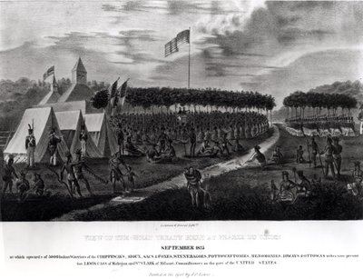 Vue du grand traité tenu à Prairie du Chien, Wisconsin, septembre 1825, de 
