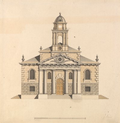 Conception pour une église : élévation de la façade ouest - James Paine