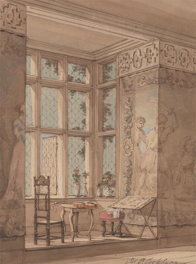Salle tapissée dans un manoir gothique - James Pattison Cockburn