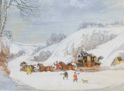 Un courrier dans la neige profonde, gravé par George Hunt - James Pollard