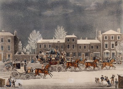 À la maison pour Noël (gravure en couleur) - James Pollard