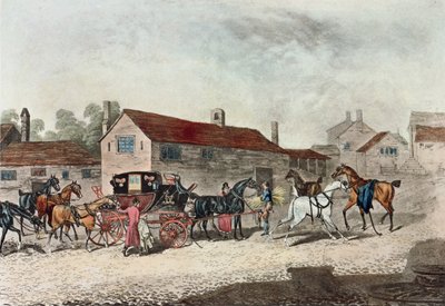 Le changement de chevaux de la malle-poste, gravé par R. Havell, 1815 - James Pollard