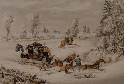 Le carrosse postal dans une dérive de neige - James Pollard