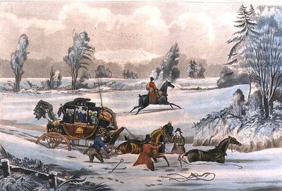 La diligence dans une dérive de neige, gravée par G. Reeves, publiée par J. Watson le 21/9/1825 - James Pollard