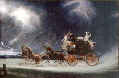Le courrier de Norwich dans un orage sur Newmarket Heath - James Pollard