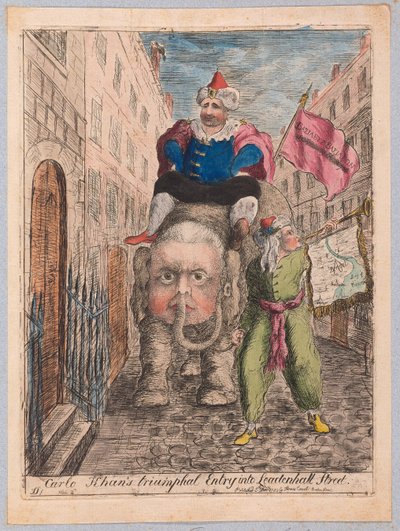 Entrée triomphale de Carlo Khan dans Leadenhall Street, pub. 1783 - James Sayers