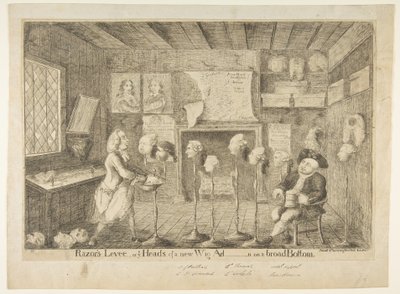Razors Levée, ou Ye Heads of a New Wig Administration on a Broad Bottom - James Sayers