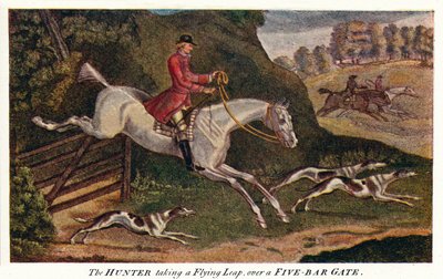 Le CHASSEUR prenant un saut en vol, par-dessus une barrière à cinq barres, vers 1740, 1922 - James Seymour