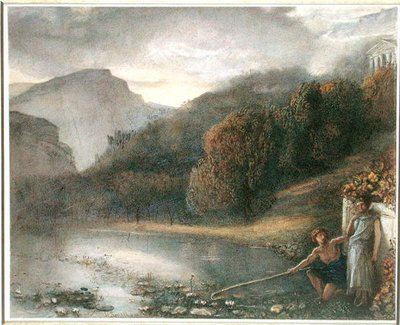 Paysage avec un Temple et des Figures Pastorales - James Smetham